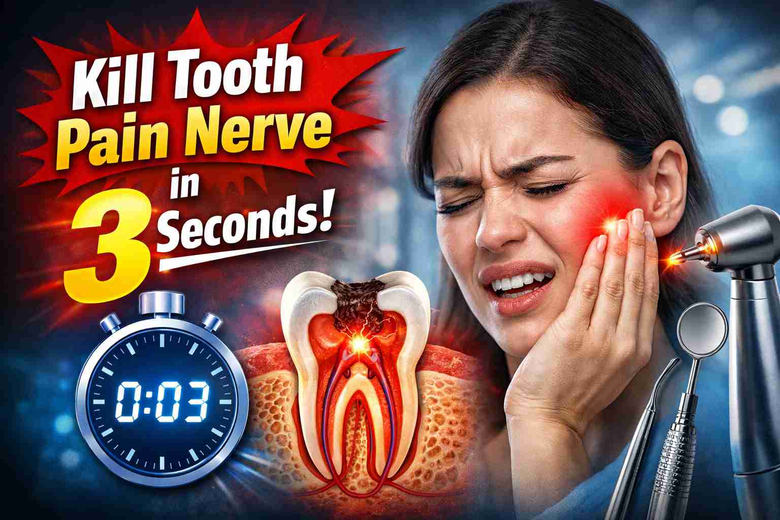 kill tooth pain nerve in 3 seconds permanently